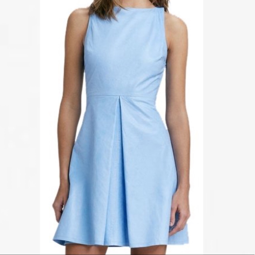 Alice & Olivia Light Blue Leather Cocktail Dress